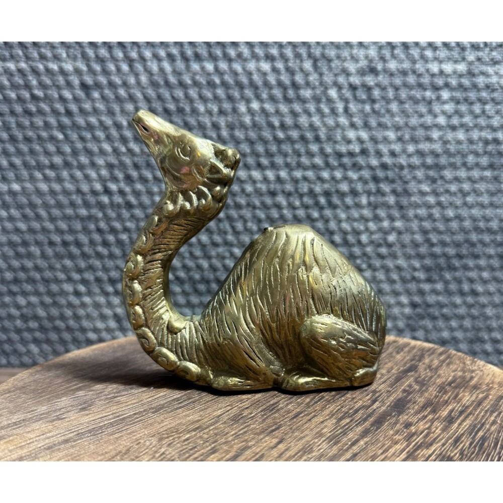 Vintage 4" Brass Camel Figurine One Hump Camel Sitting